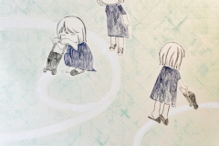 ②せんをひく《どこ》　紙本彩色、雲肌麻紙、岩絵具　F40（80.3×100㎝）　￥330000