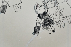 ⑧せんをひく　紙本彩色、雲肌麻紙、岩絵具　F8（45.5×38㎝）　￥88000
