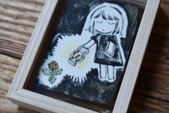 ⑯てらす　紙本彩色、雲肌麻紙、岩絵具　10×8㎝　￥9900