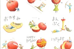 34　LINEスタンプ-りんごとふたり-原画2